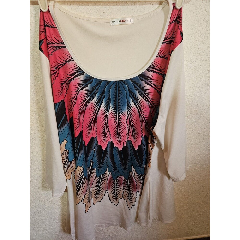 Women's NEW RoseGal Halloween Black, Coral, Turquoise Feather Long Sleeve 5XL